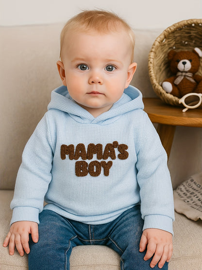 Sweat-shirt à capuche bébé garçon “MAMA’S BOY” | Haut seul, doux et confortable