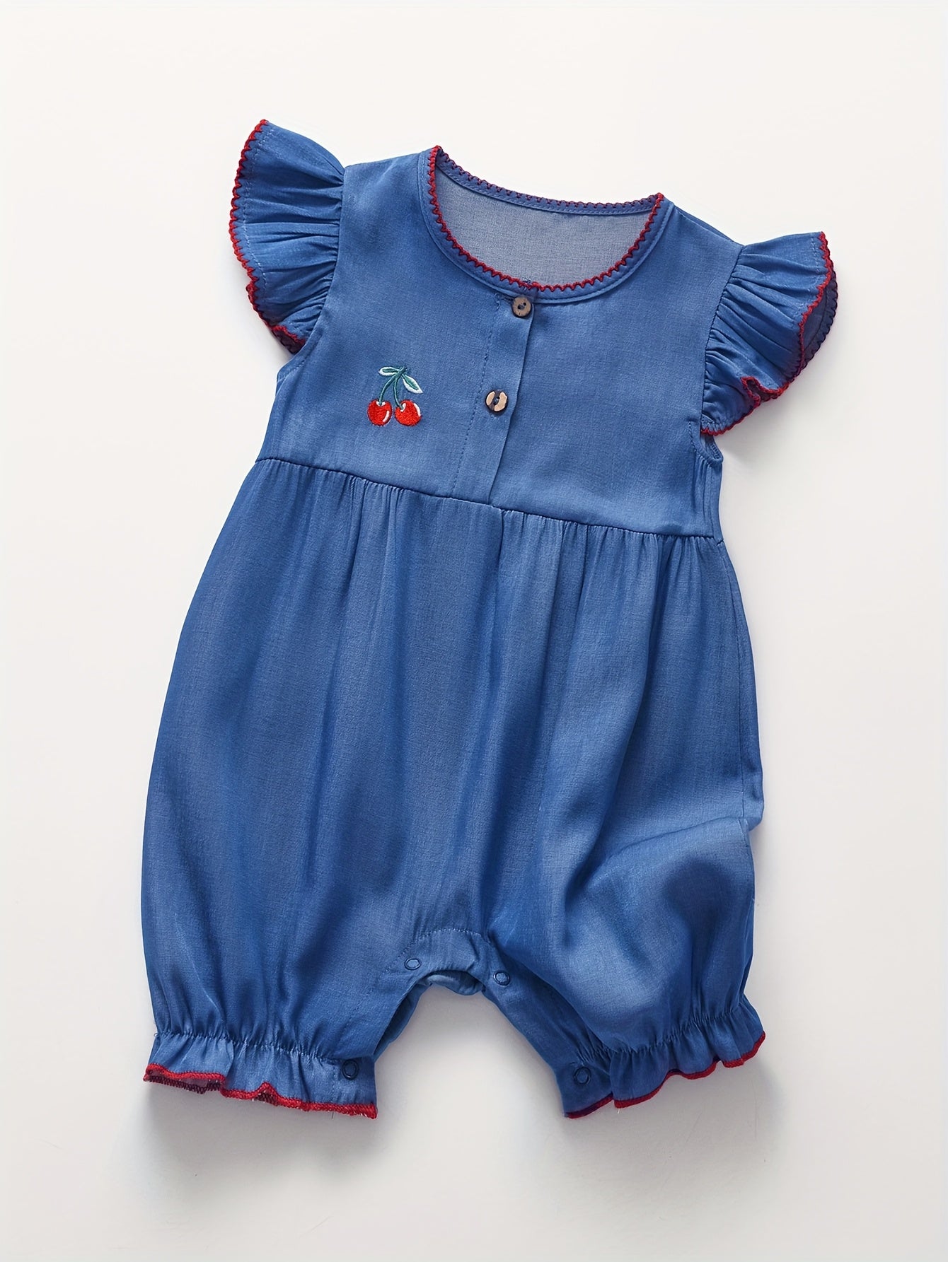 Barboteuse élégante bleue pour bébé fille – combinaison d’été légère et confortable