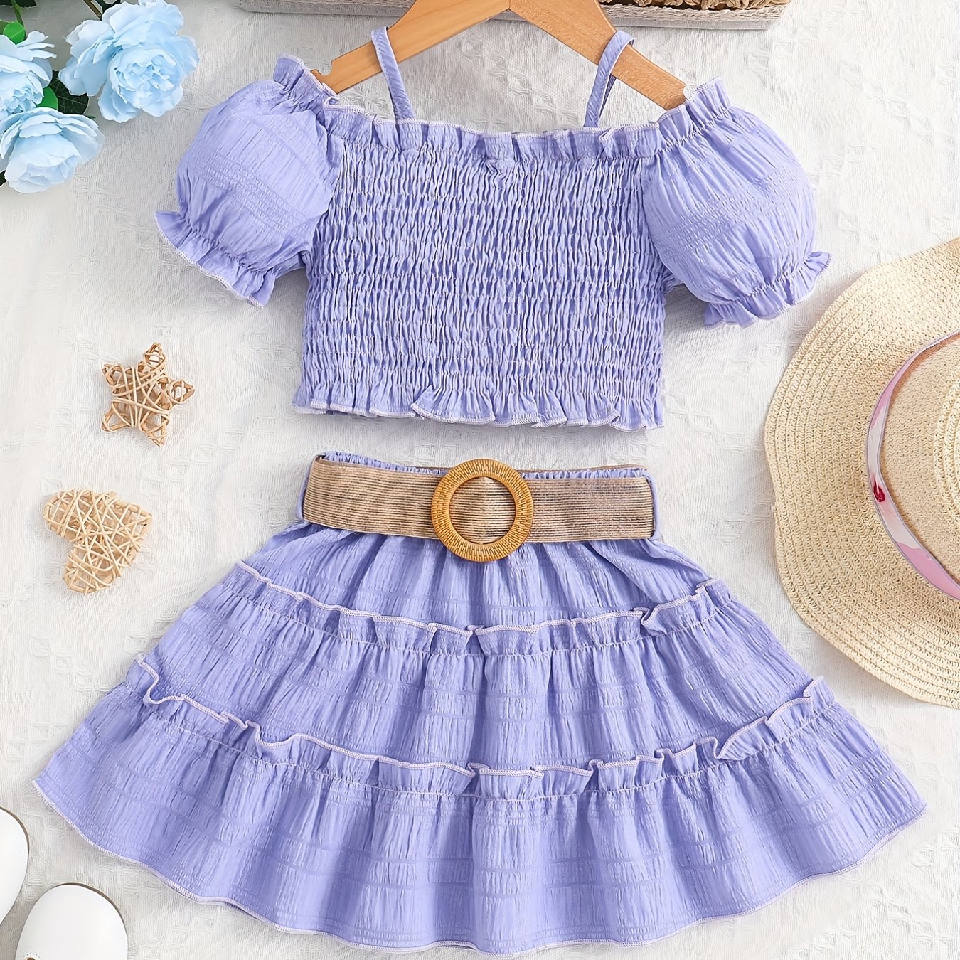 Ensemble jupe princesse épaules dégagées – Collection Été Soleil