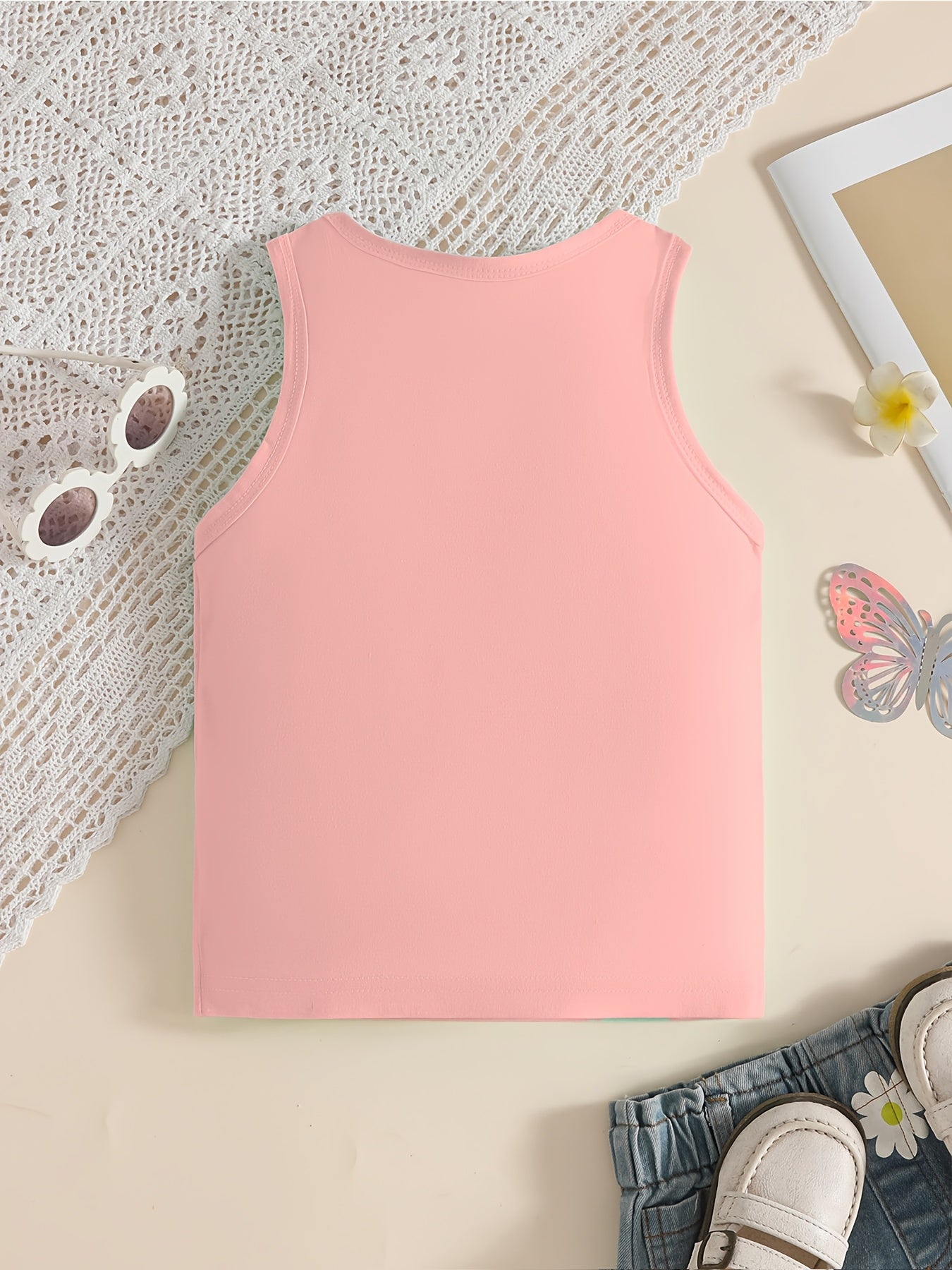 Ensemble fille cœur & nœud – Débardeur sans manches + jupe vichy | Confort été