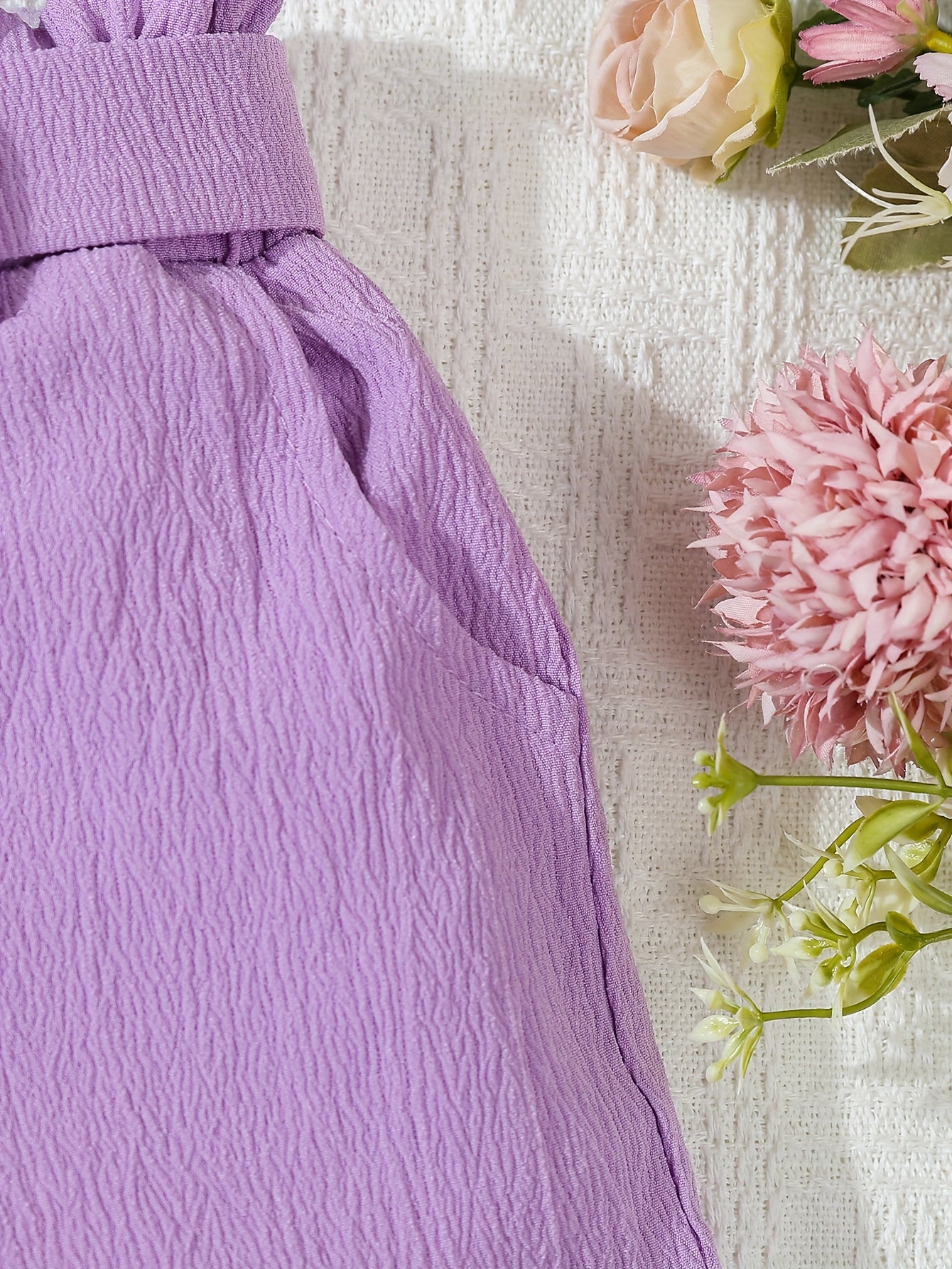 Ensemble 2 pièces fille Feuille de Lotus – Haut sans manches & Short assorti, tenue d’été élégante