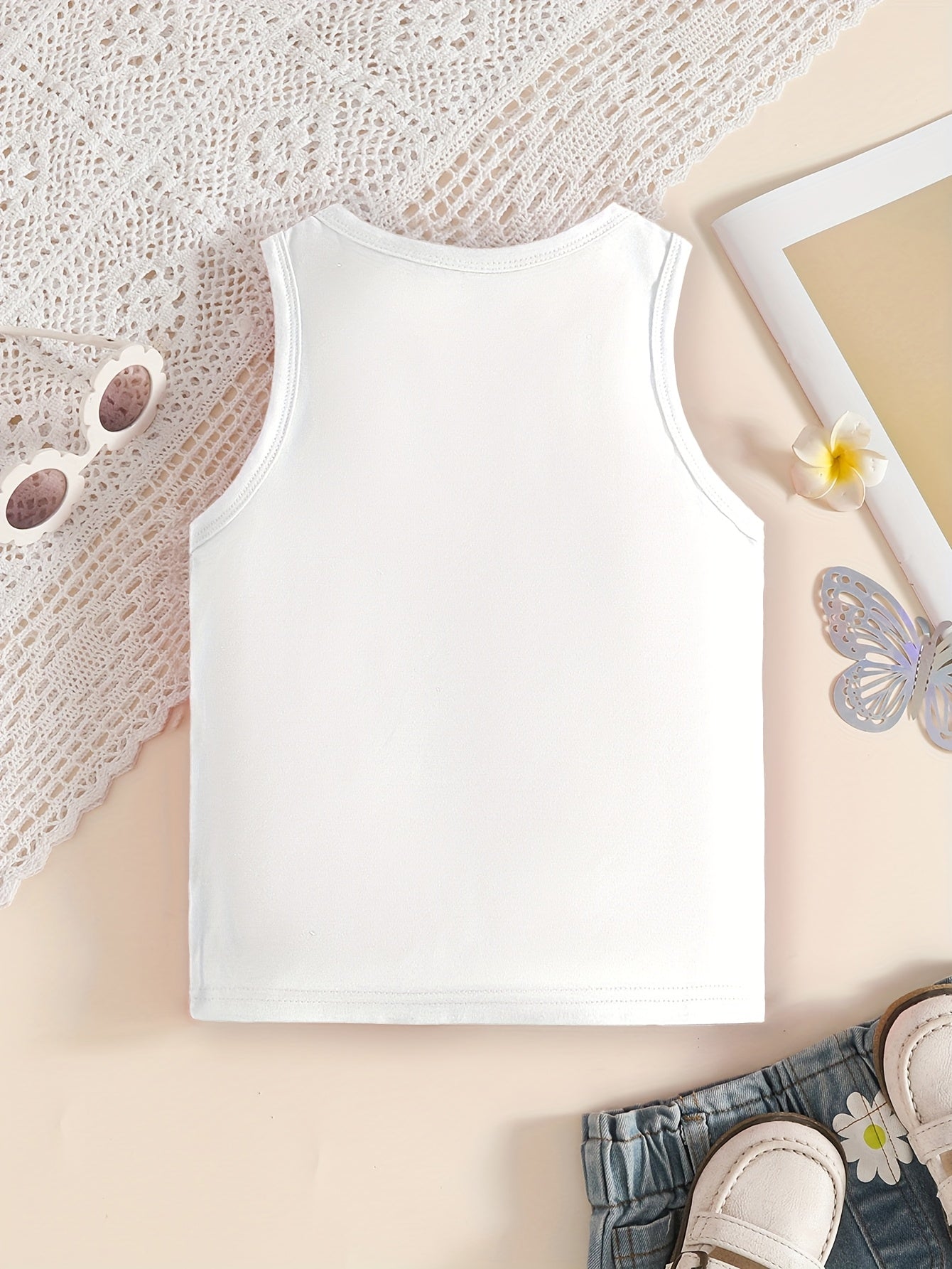 Ensemble fille cœur & nœud – Débardeur sans manches + jupe vichy | Confort été