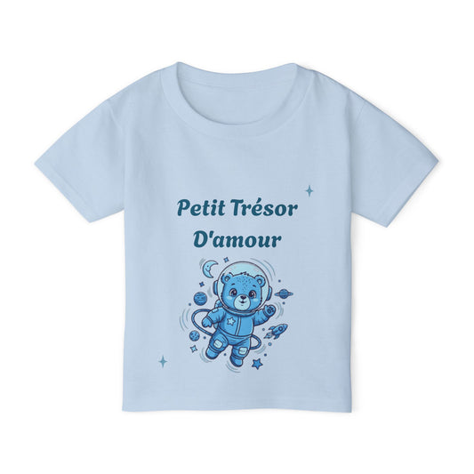 T-shirt pour tout-petits — Bleu Astronaute Ours « Petit trésor d’amour »