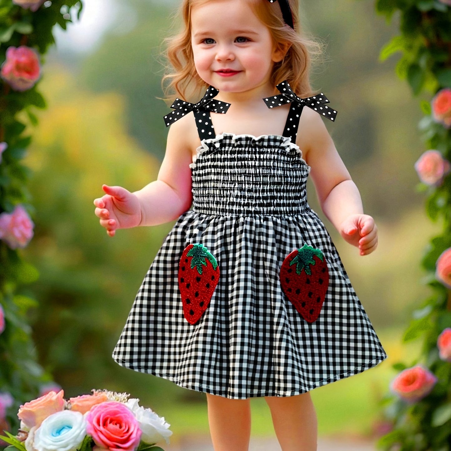 Robe bébé fille vichy fraise – Tenue estivale douce et élégante