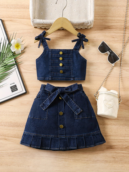 Ensemble jupe & haut en denim – Petite Demoiselle Chic