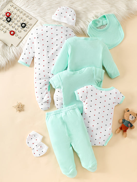 Ensemble 8 pièces bébé fille nouveau-né – 100 % coton doux – Bodies & vêtements confortables (0–9 mois)