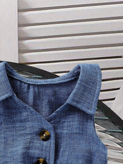 Combishort en denim perlé – Petite Élégance d’Été