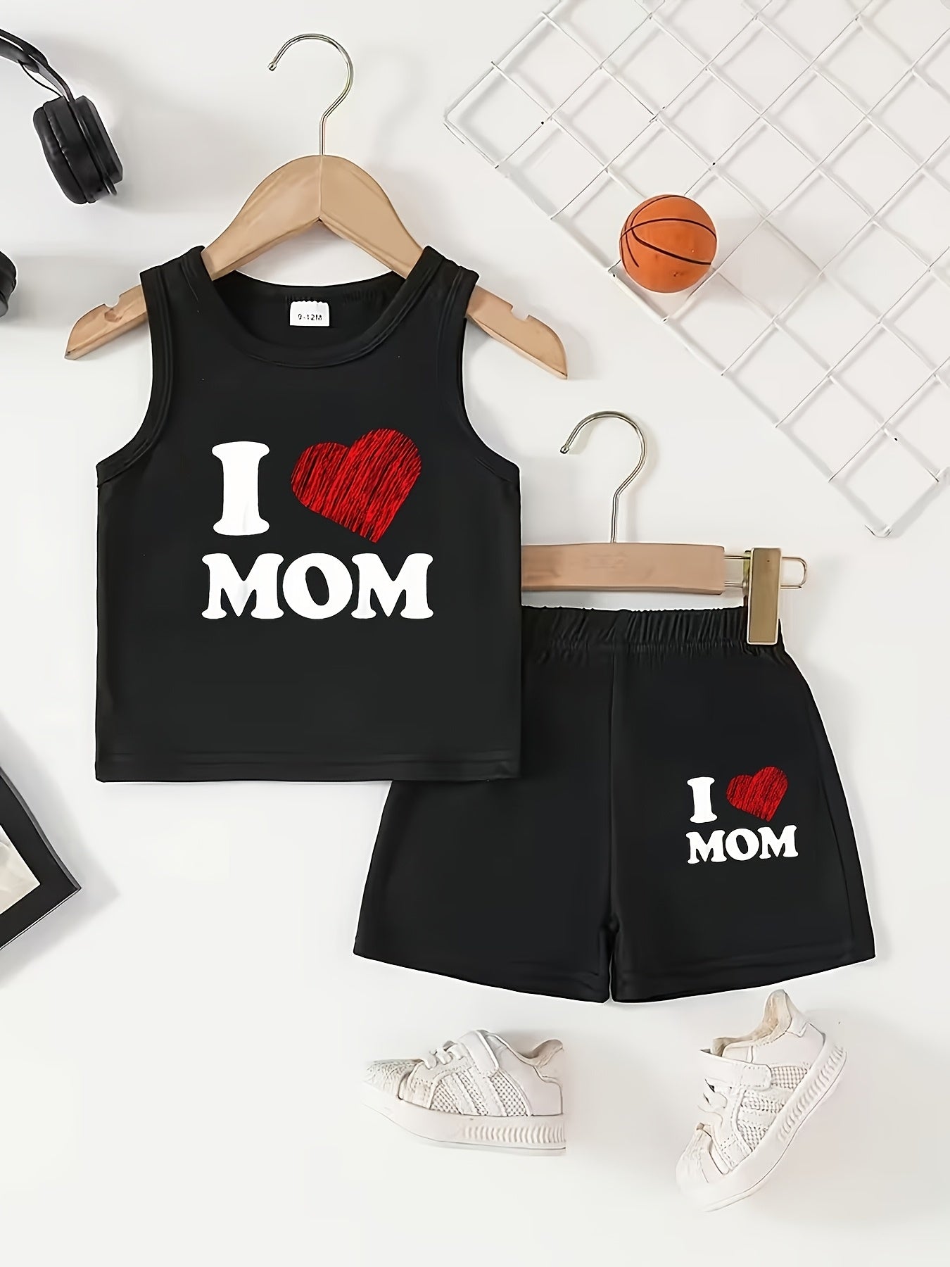 Ensemble été bébé garçon 2 pièces « I LOVE MOM » – Débardeur + Short