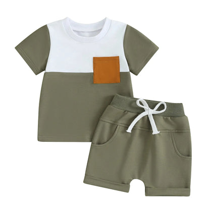 Ensemble d’été bébé garçon 2 pièces – T-shirt à manches courtes & short confortable (6 à 36 mois)