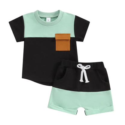 Ensemble d’été bébé garçon 2 pièces – T-shirt à manches courtes & short confortable (6 à 36 mois)