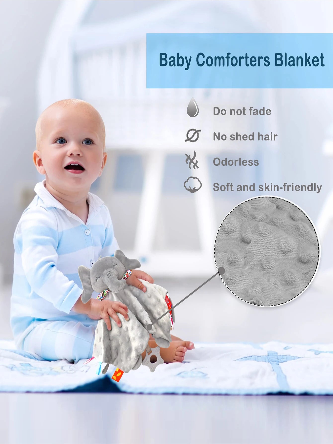 Doudou Couverture Bébé en Forme d’Éléphant – Couverture Douce et Apaisante pour Nouveau-né