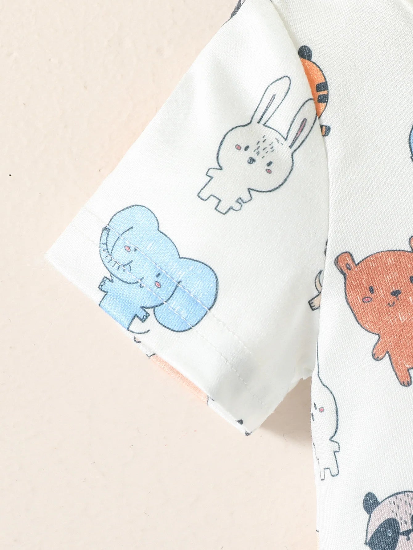 Ensemble Bébé Garçon 2 Pièces Été – T-shirt + Salopette Short (Motif Animaux)