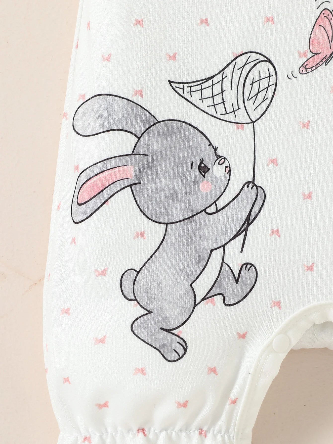 Barboteuse bébé fille sans manches – Imprimé éléphant & étoiles – Douce et confortable (0–12 mois)