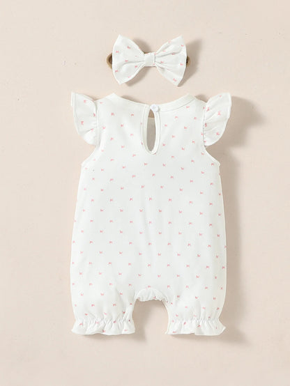 Barboteuse bébé fille sans manches – Imprimé éléphant & étoiles – Douce et confortable (0–12 mois)