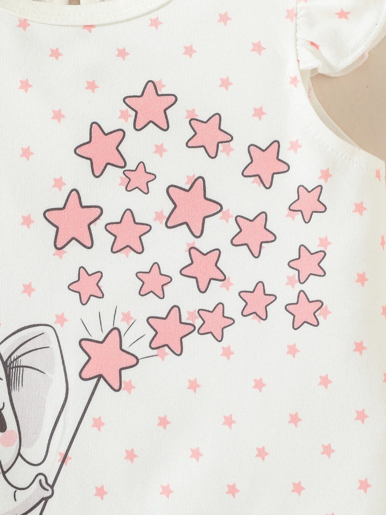 Barboteuse bébé fille sans manches – Imprimé éléphant & étoiles – Douce et confortable (0–12 mois)