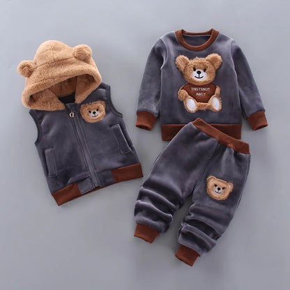 Ensemble Bébé 3 Pièces Douillet – Capuche & Pantalon (Unisexe)