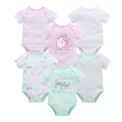Lot de Bodies Bébé en Coton – 3 ou 6 Pièces – Manches Courtes Été