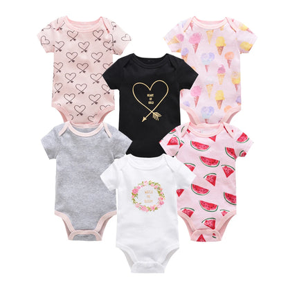Lot de Bodies Bébé en Coton – 3 ou 6 Pièces – Manches Courtes Été