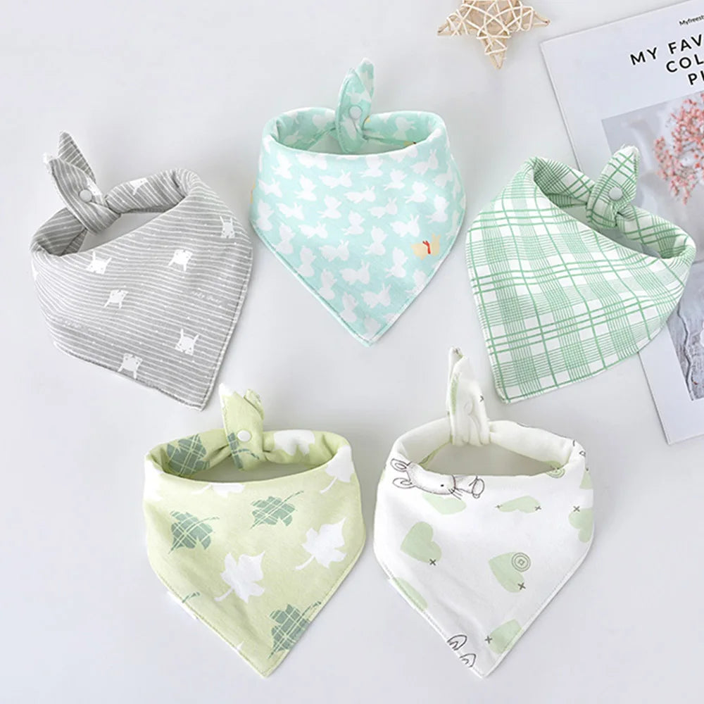 Lot de 5 Bavoirs Bandana en Coton pour Bébé – Bavoirs Absorbants et Doux