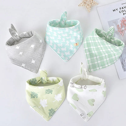 Lot de 5 Bavoirs Bandana en Coton pour Bébé – Bavoirs Absorbants et Doux