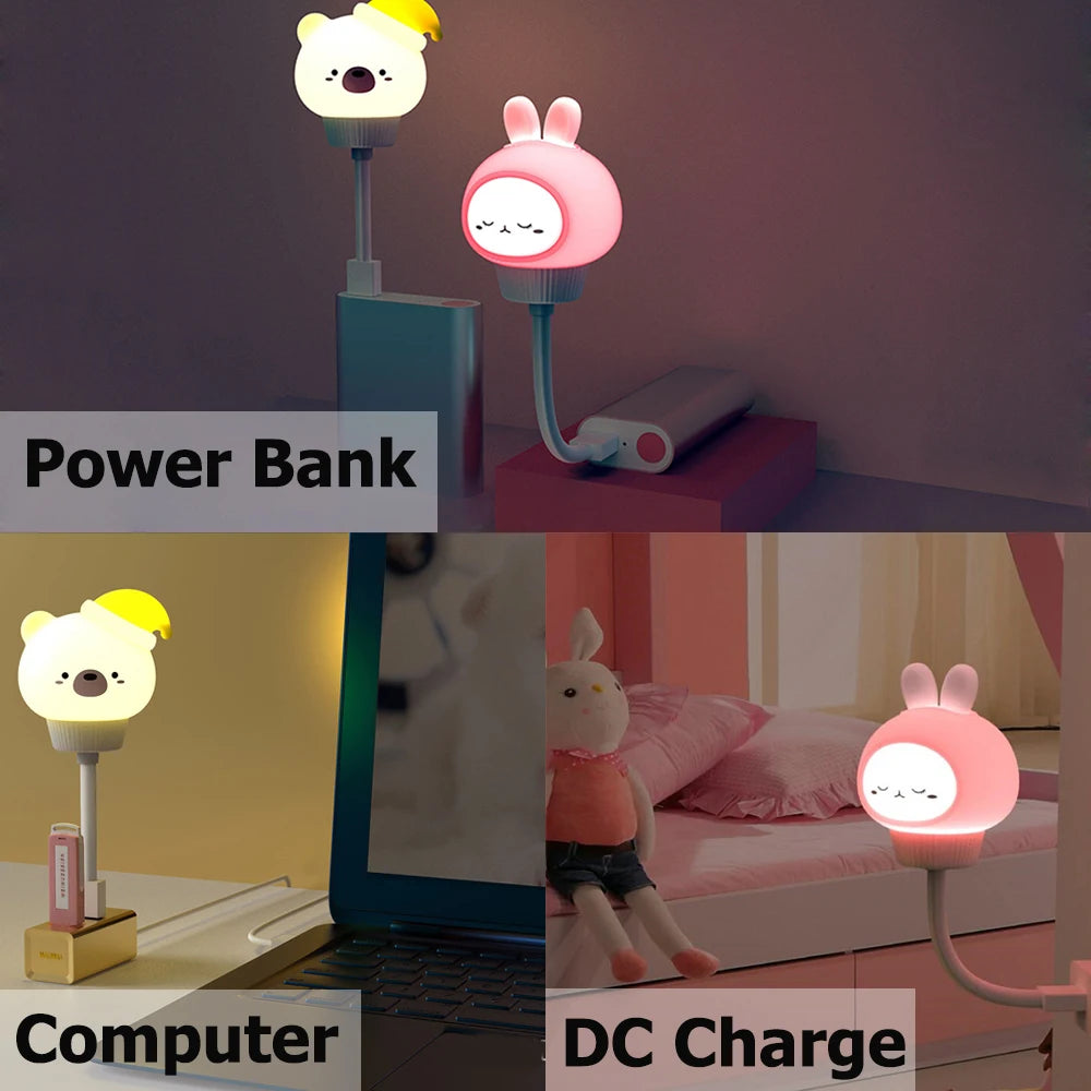 USB dessin animé mignon veilleuse avec télécommande bébés chambre décorative alimentation lumière chevet Tabe lampe cadeaux de noël pour les enfants
