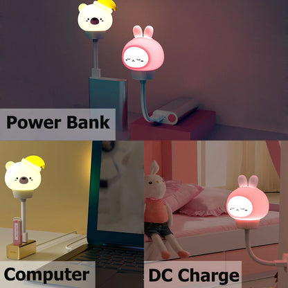 USB dessin animé mignon veilleuse avec télécommande bébés chambre décorative alimentation lumière chevet Tabe lampe cadeaux de noël pour les enfants