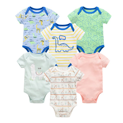Lot de Bodies Bébé en Coton – 3 ou 6 Pièces – Manches Courtes Été