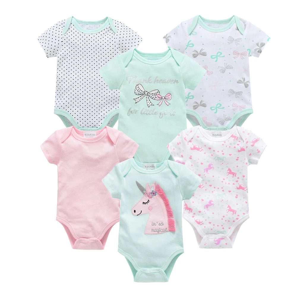 Lot de Bodies Bébé en Coton – 3 ou 6 Pièces – Manches Courtes Été
