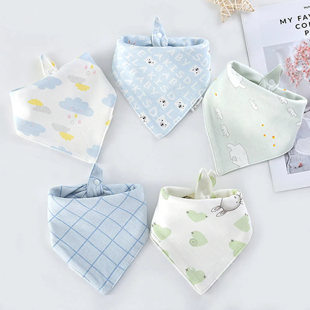 Lot de 5 Bavoirs Bandana en Coton pour Bébé – Bavoirs Absorbants et Doux