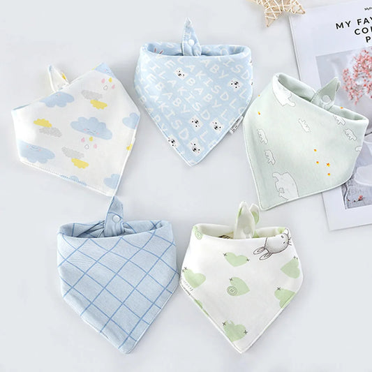 Lot de 5 Bavoirs Bandana en Coton pour Bébé – Bavoirs Absorbants et Doux