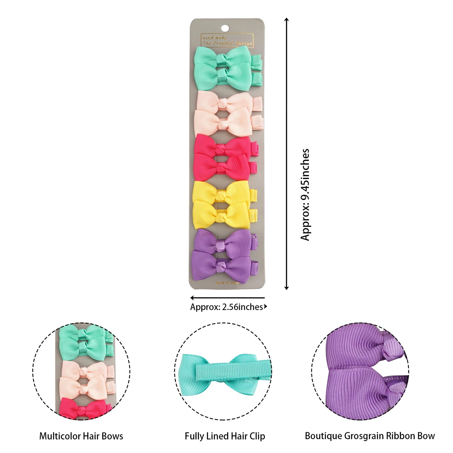 10/20 Pcs Boutique Tiny Baby Bows Grosgrain 2" Hair Bows Non-Slip Full Lined Alligator Clips for Baby Girls Toddlers