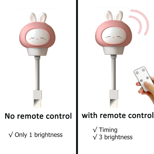USB dessin animé mignon veilleuse avec télécommande bébés chambre décorative alimentation lumière chevet Tabe lampe cadeaux de noël pour les enfants