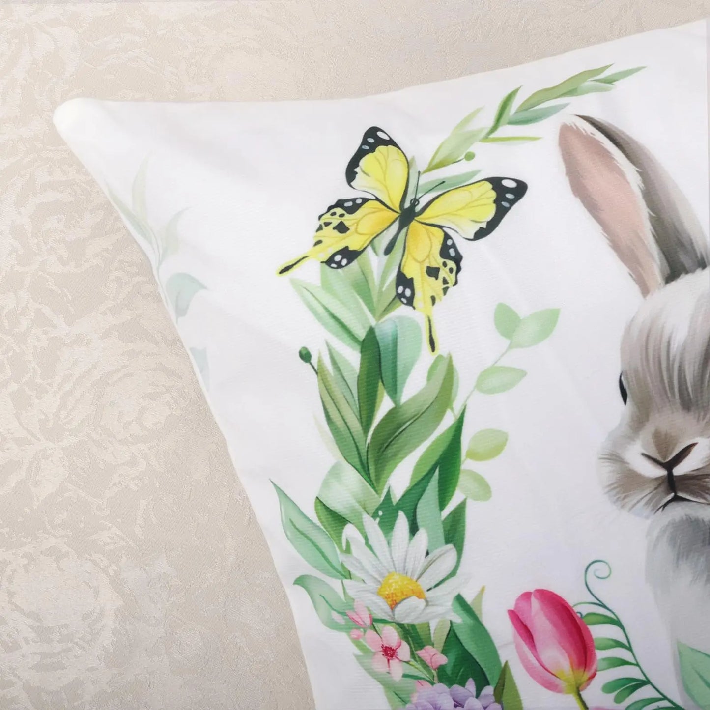 Lot de 4 Housses de Coussin Pâques – Décoration Printemps (18x18 po)