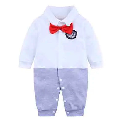 Costume formel pour nouveau-né garçon, barboteuse à manches longues, combinaison avec nœud papillon, tenue de smoking, vêtements pour bébés de 0 à 24 mois, cadeau