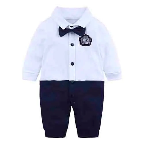 Costume formel pour nouveau-né garçon, barboteuse à manches longues, combinaison avec nœud papillon, tenue de smoking, vêtements pour bébés de 0 à 24 mois, cadeau