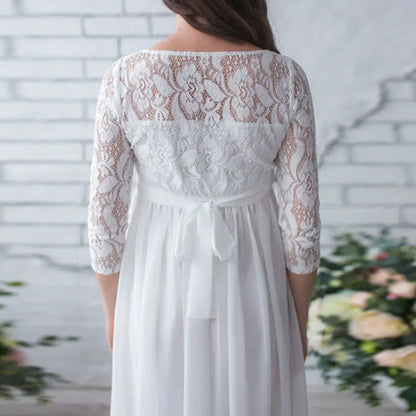 Robe Maternité Romantique en Dentelle – Élégance Douce pour Moments Spéciaux