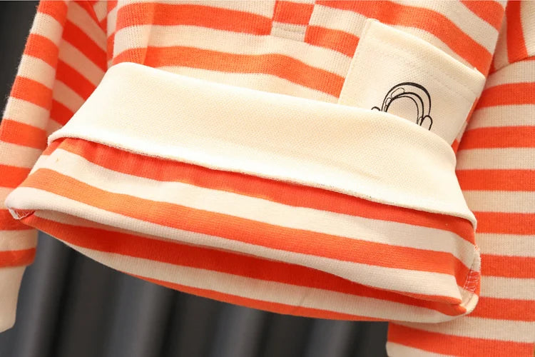 Ensemble 2 Pièces Enfant Rayé – Haut à Manches Longues & Pantalon en Jean