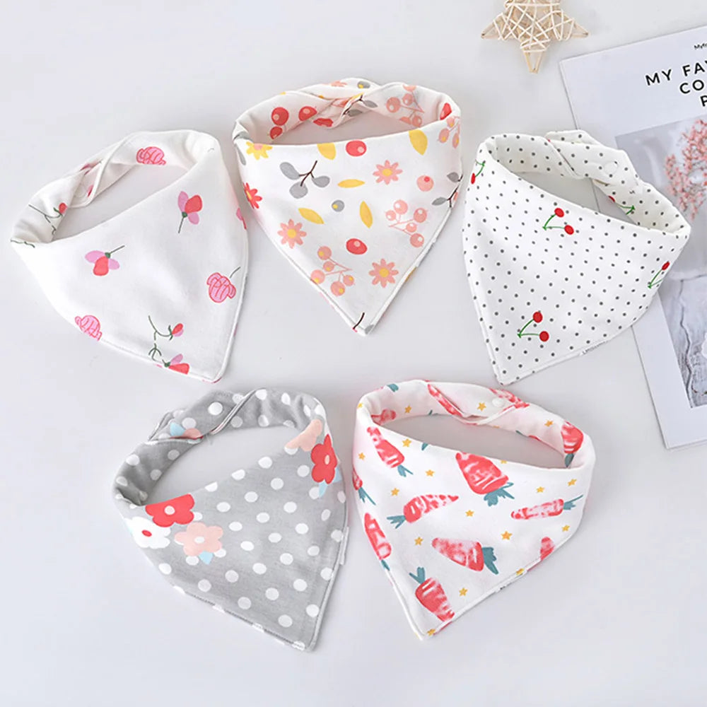 Lot de 5 Bavoirs Bandana en Coton pour Bébé – Bavoirs Absorbants et Doux