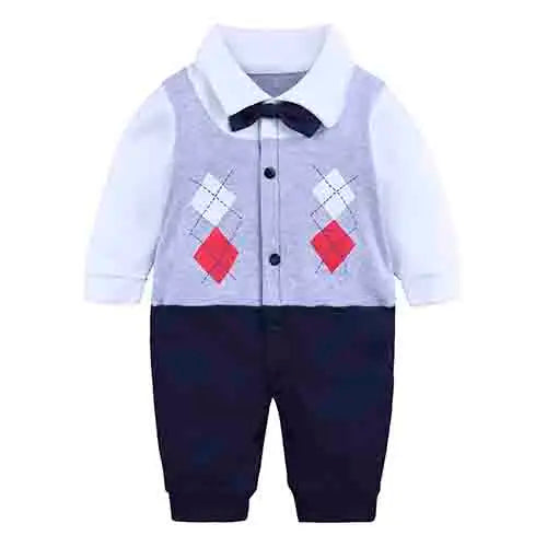 Costume formel pour nouveau-né garçon, barboteuse à manches longues, combinaison avec nœud papillon, tenue de smoking, vêtements pour bébés de 0 à 24 mois, cadeau