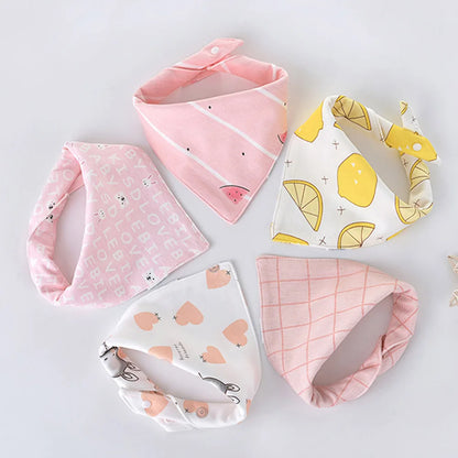 Lot de 5 Bavoirs Bandana en Coton pour Bébé – Bavoirs Absorbants et Doux