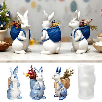 Lapin Décoratif Bohème avec Panier Floral