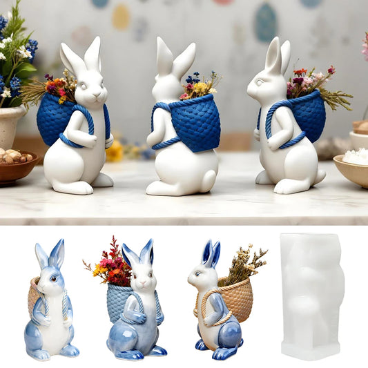 Lapin Décoratif Bohème avec Panier Floral