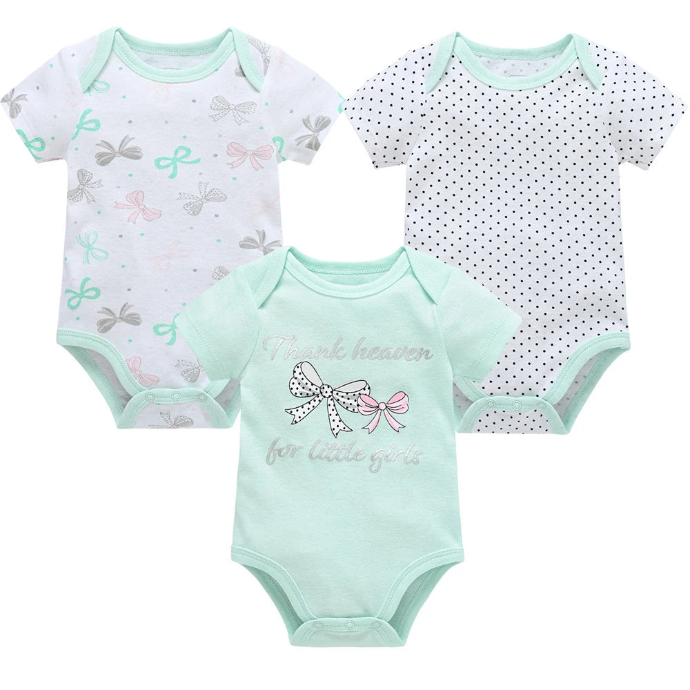 Lot de Bodies Bébé en Coton – 3 ou 6 Pièces – Manches Courtes Été