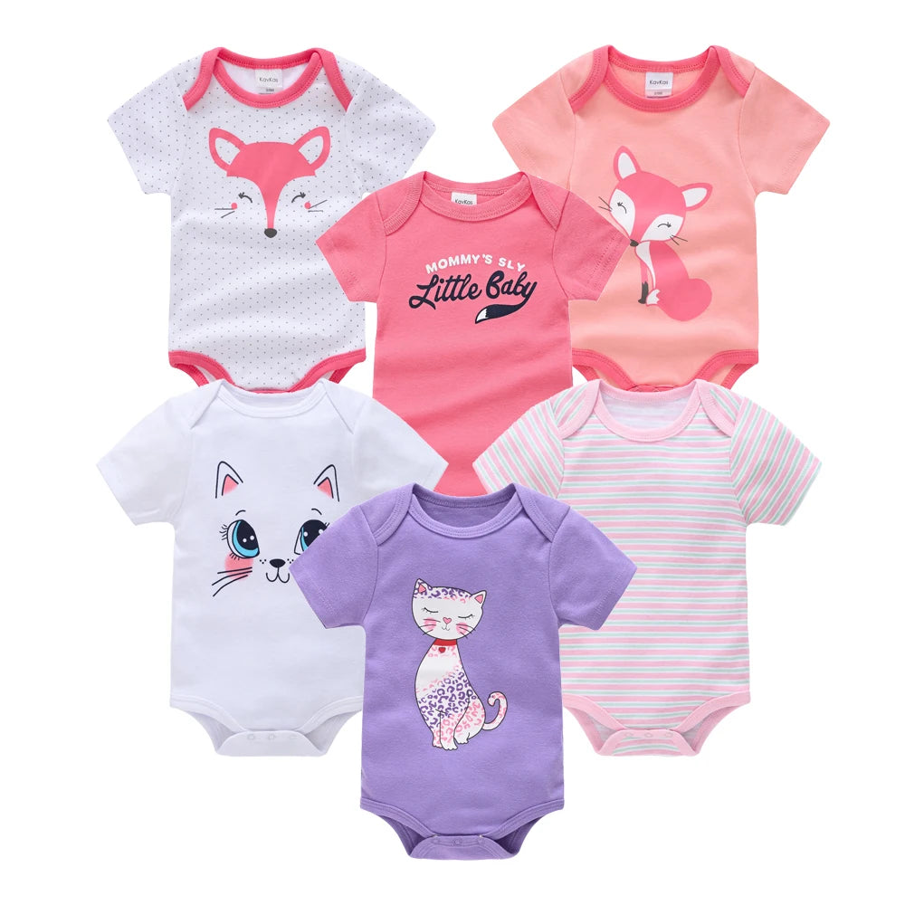 Lot de Bodies Bébé en Coton – 3 ou 6 Pièces – Manches Courtes Été