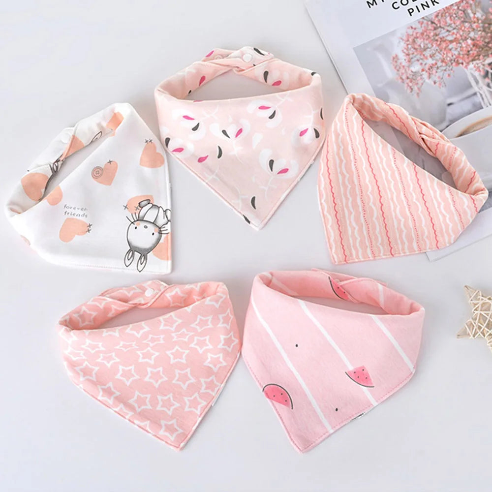Lot de 5 Bavoirs Bandana en Coton pour Bébé – Bavoirs Absorbants et Doux
