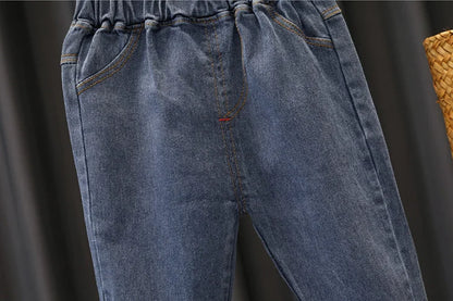 Ensemble 2 Pièces Enfant Rayé – Haut à Manches Longues & Pantalon en Jean