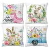 Lot de 4 Housses de Coussin Pâques – Décoration Printemps (18x18 po)