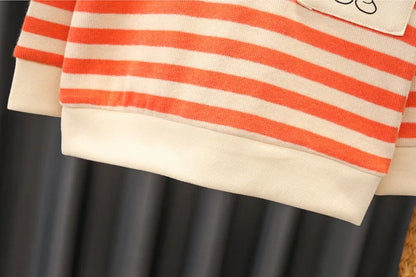 Ensemble 2 Pièces Enfant Rayé – Haut à Manches Longues & Pantalon en Jean