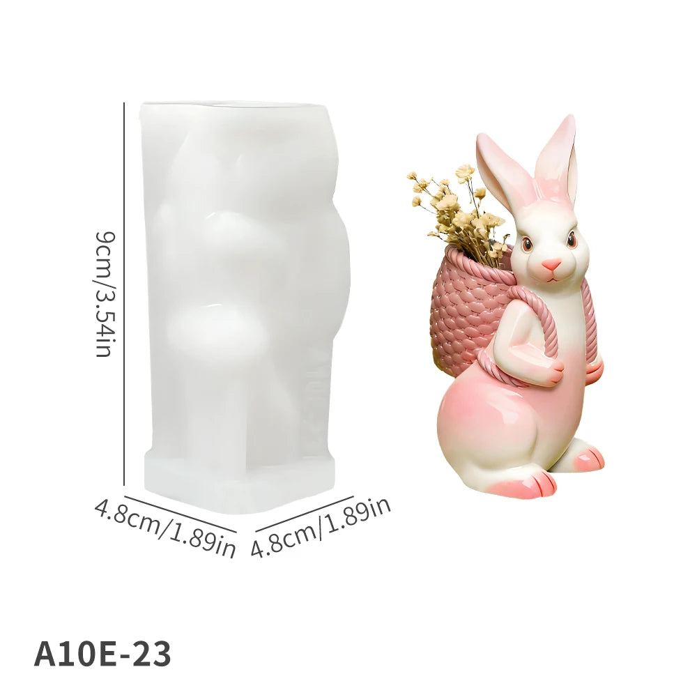 Lapin Décoratif Bohème avec Panier Floral
