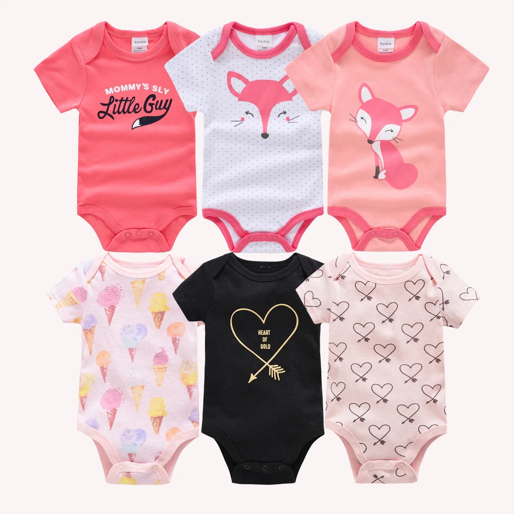 Lot de Bodies Bébé en Coton – 3 ou 6 Pièces – Manches Courtes Été